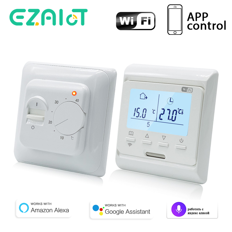 Termostato WIFI para Aquecimento de Piso com Tela LCD 220V, Controlador de Temperatura Programável para Caldeira Elétrica, a Água e a Gás