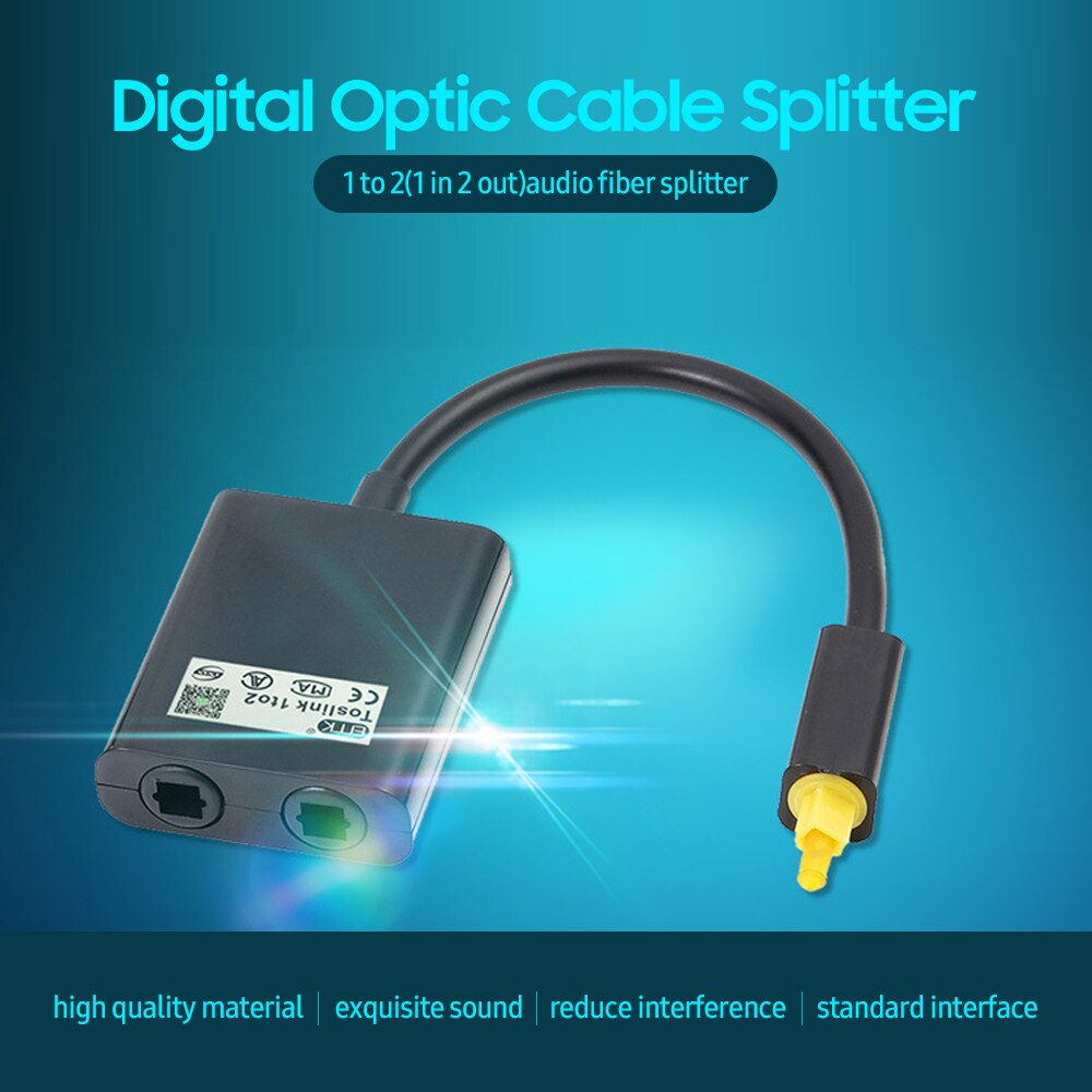 1 Om 2 Audio Adapter Digitale Optische Kabel Splitter Optical Fiber Audio Adapter Glasvezel Distributeur Adapter Zwart