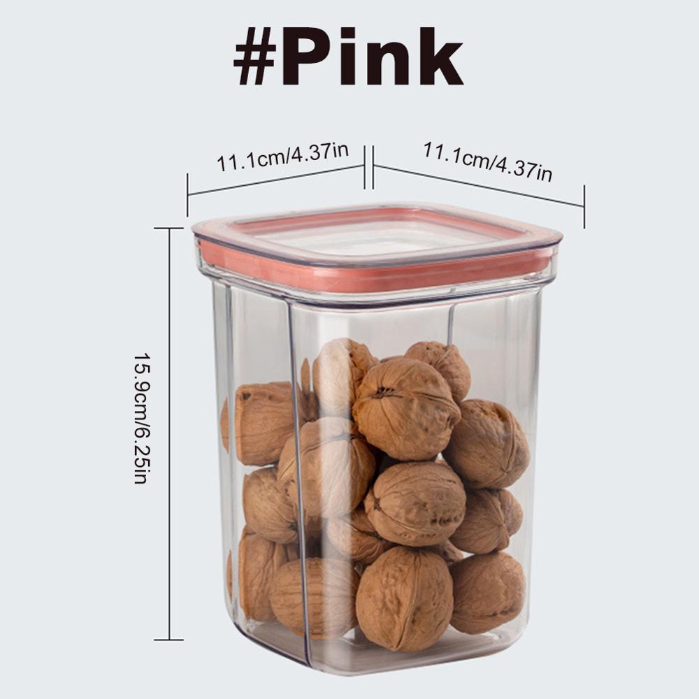 Plastic Food Storage Containers With Airtight Lid Stackable Pantry Dry Food Storage Container for Flour Pasta Rice: Pink (1300 ML)