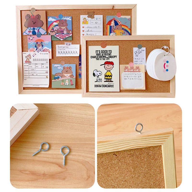 Cork Wood Wall Hanging Message Bulletin Board Frame Notice Note Memo Board for Home Office Shop School