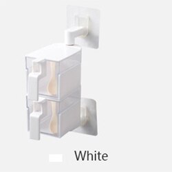 Kitchen Transparet Plastic Seasoning Box Case Condiment Bottles Set Salt Spice Jar Spices Storage Box Kitchen Tool: White / 2 layer