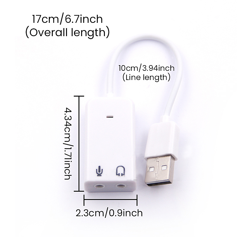 USB Sound Card Virtual 7.1 3D External USB Audio Adapter USB to Jack 3.5mm Earphone Microphone Speaker for Laptop Notebook PC