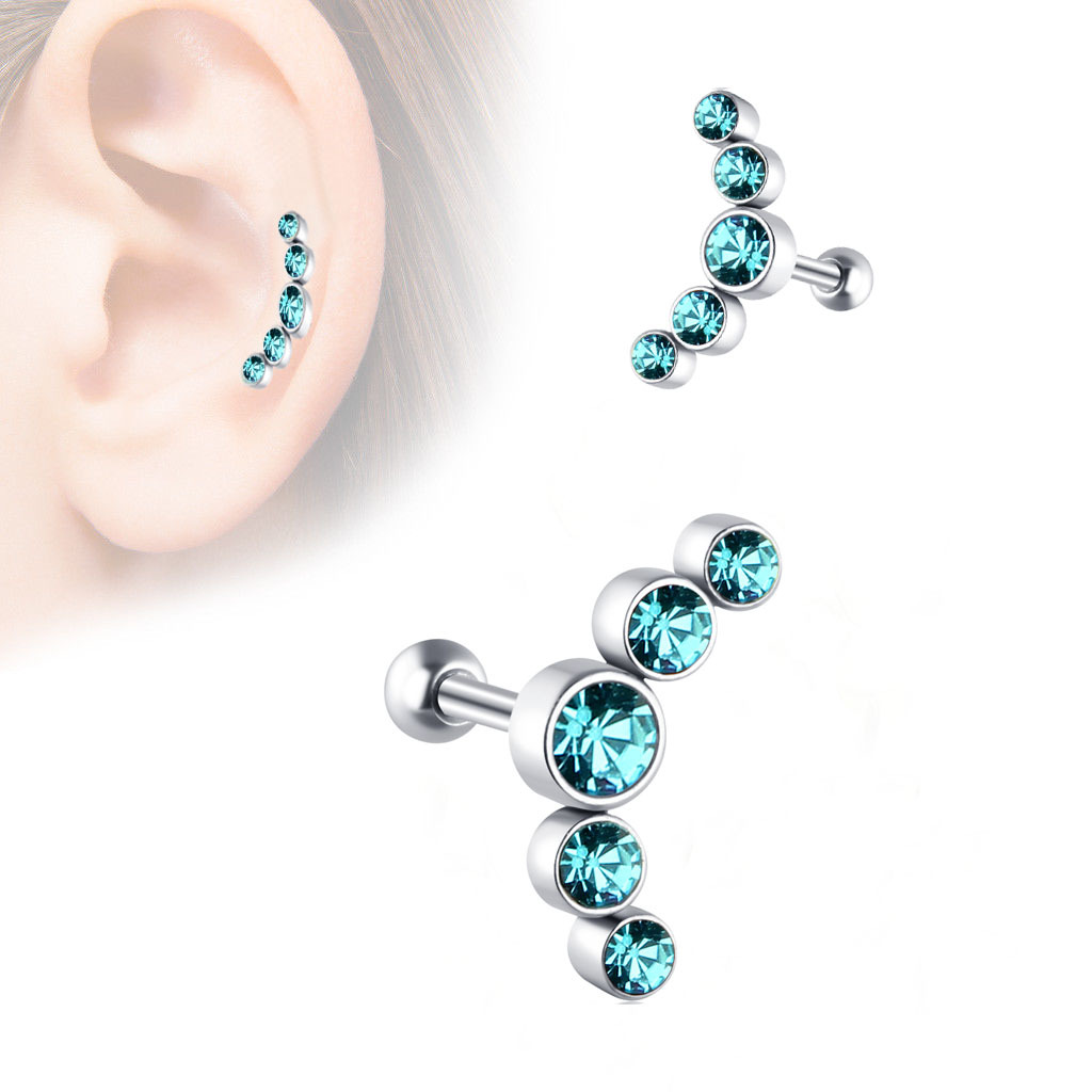 1 Uds. Pendiente de hélice para Piercing de cartílago de cristal, barra de acero inoxidable, pendientes para el trago, joyería Daith para mujer: PLATEADO