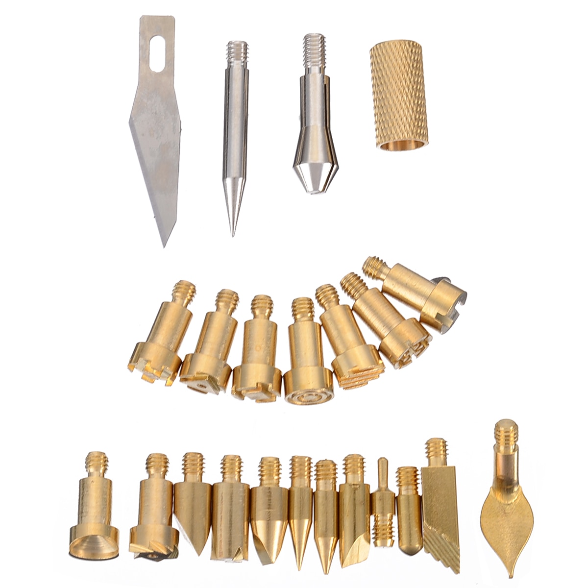 Puntas de soldador eléctrico, puntas de pluma de leña, cabeza de pirograbado, arte, pluma, puntas de latón para bricolaje, pintura en relieve, Supp, 22 Uds.