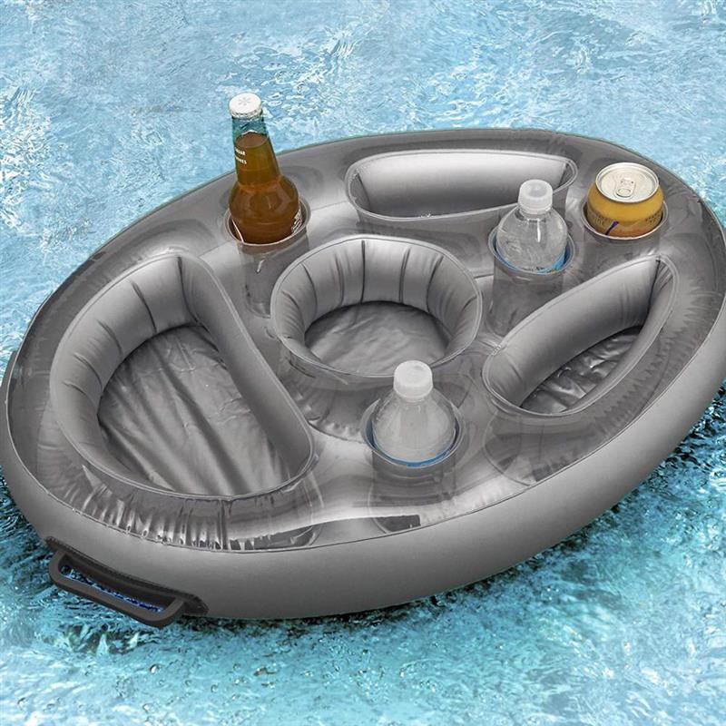 Pvc Zomer Party Emmer Bekerhouder Opblaasbare Pool Float Bier Drinken Koeler Tafel Bar Tray Strand Zwemmen Ring Accessoires