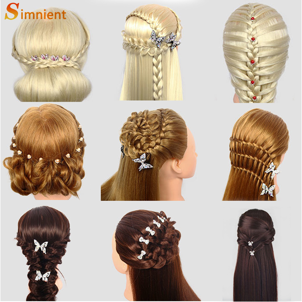 Female Mannequin Head With Synthetic Hair For Hair Training Styling Solon Hairdresser Dummy Doll Head For Practice Hairstyle