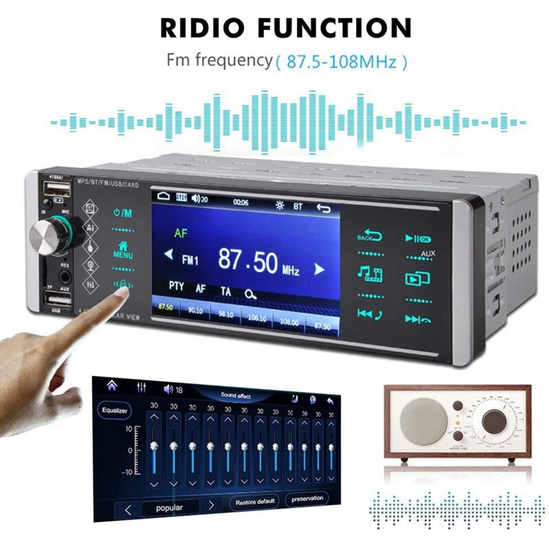 Single Din Car Stereo Radio 4.0 Inch Press Screen AM/FM Bluetooth Player Support RDS/4 USB Input/ Mirror Link for Phone