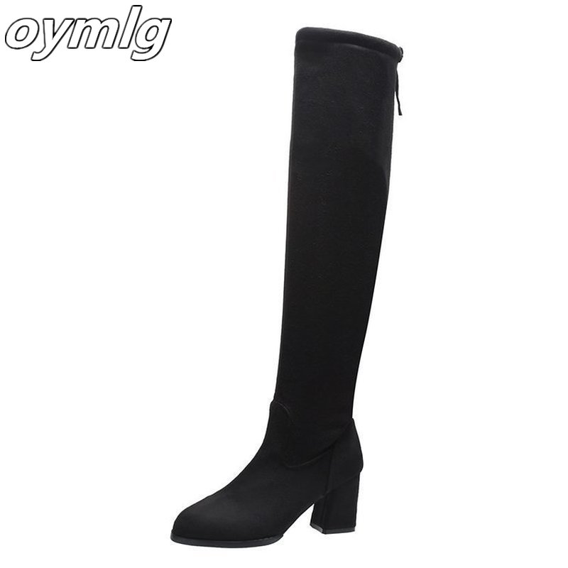 xymlyc Suede Women Over The Knee Boots Lace Up Sexy High Heels Autumn Woman Shoes Winter Women Boots Size 35-40