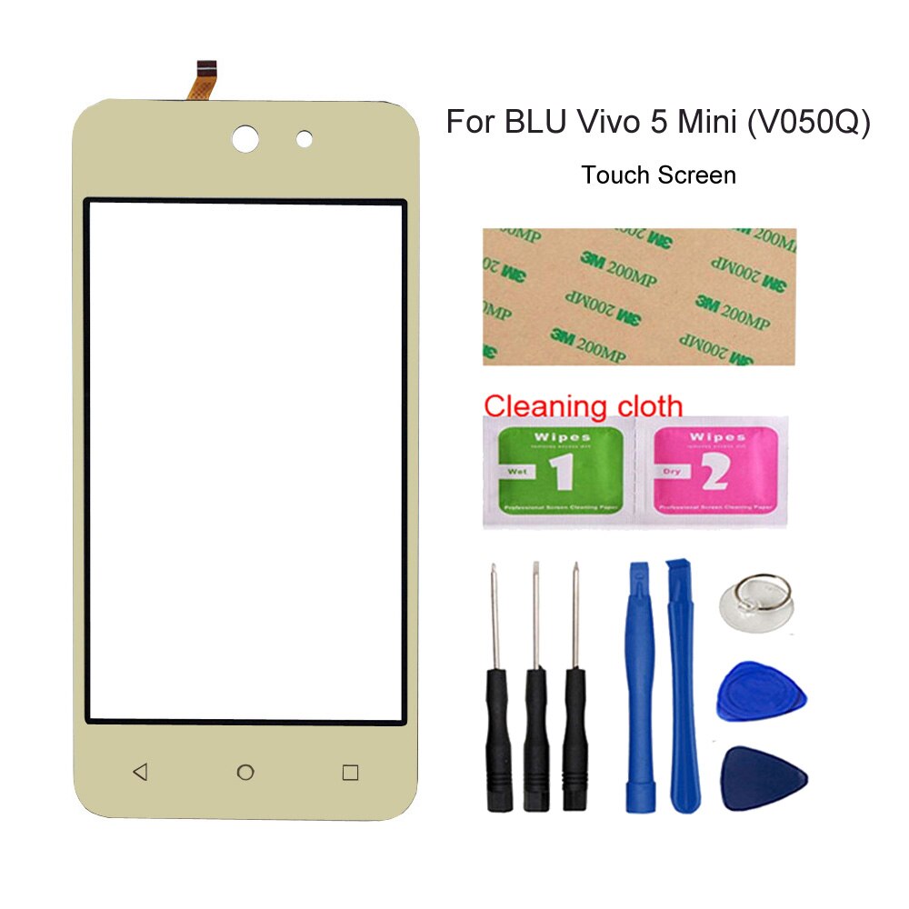 Front Glass Panel Sensor Screens For BLU vivo 5 mini V050Q Mobile Touch Screen Digitizer Phone Repair Parts Tools: Gold tools
