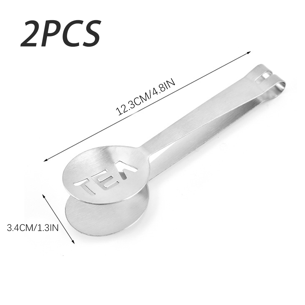 2pcs Tea Bag Squeezer Reusable Stainless Steel Mini Tongs Clip Food Clip Tea Leaf Strainer for Ice Sugar Cubes