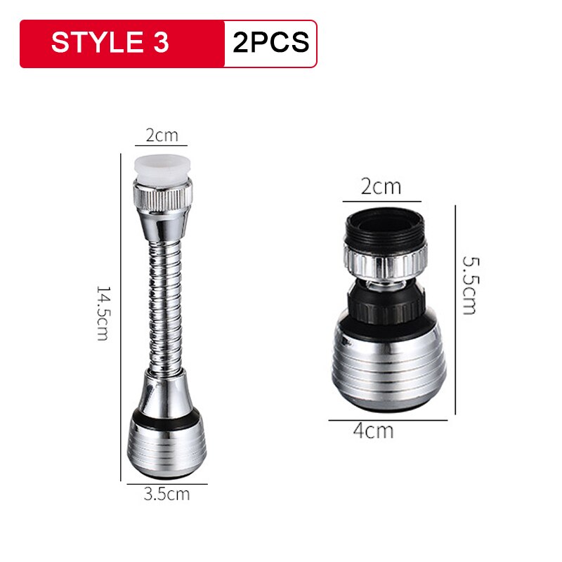 360 Degree Kitchen Faucet Bubbler 2 Modes Adjustable Water Filter Diffuser Water Saving Nozzle Faucet Aerator Connector Tools: Style3