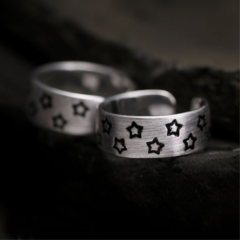 Rysunek gwiazda 925 srebro słodki temperament świeży dziki osobowość moda kobieta Resizable pierścienie otwierające SRI143