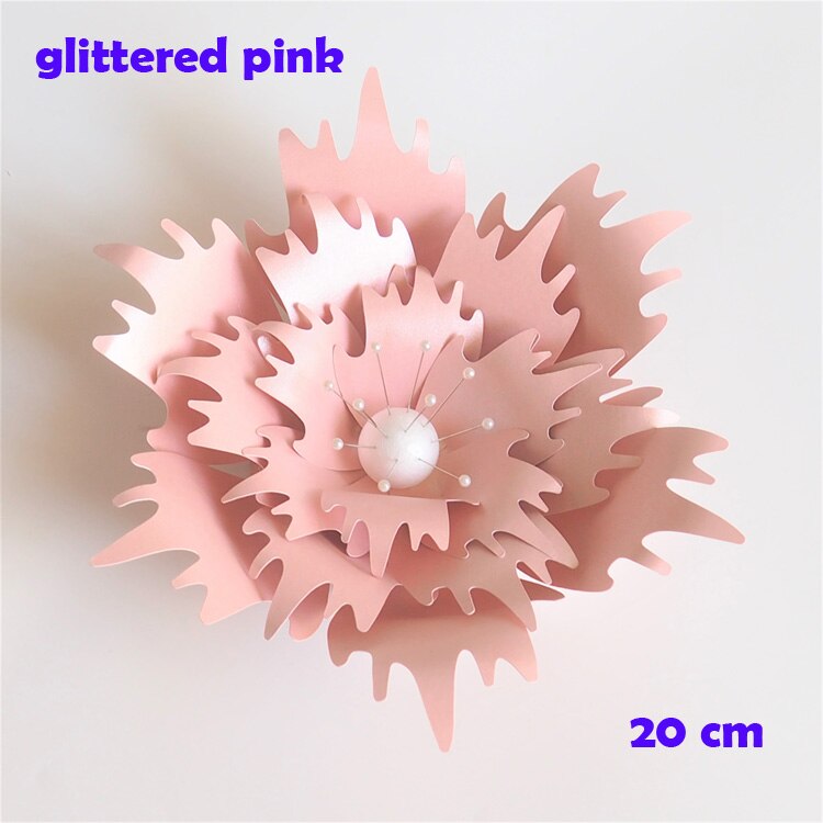 20CM Thick Cardstock Rose DIY Paper Flowers For Wedding & Event Backdrops Decorations Baby Nursery Wall Decor Video Tutorials: Glittered Pink