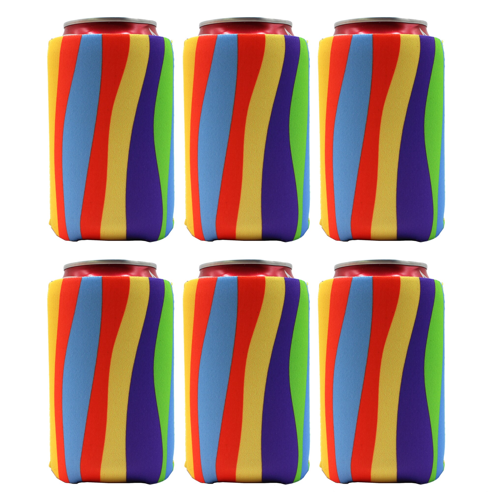 6 Stuk Neopreen Kan Koozies Gedrukt Kan Mouw/Koeler/Houder Voor Bier, Frisdrank, Drank: Blauw