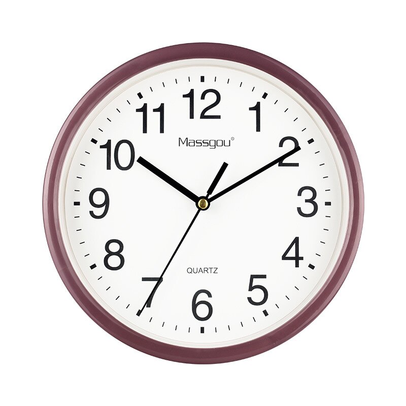 Minimalistische Kleine Wandklokken Met Frame Doorzichtige Plastic Snoep Kleuren Mute 15Cm Opknoping Horloge Klok Woonkamer Home Decor: Wine red