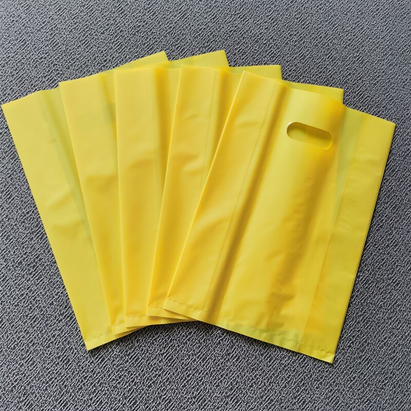 50 Stuks Dikke Plastic Zakken 15X25X3Cm Effen Kleur Sieraden Verpakking Tassen Winkelen Plastic Bag met Handvat: 3