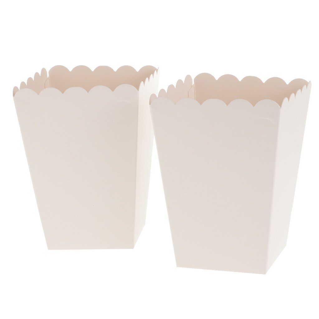 12 Pack White Popcorn Boxes Snack Buckets Birthday Party Bags