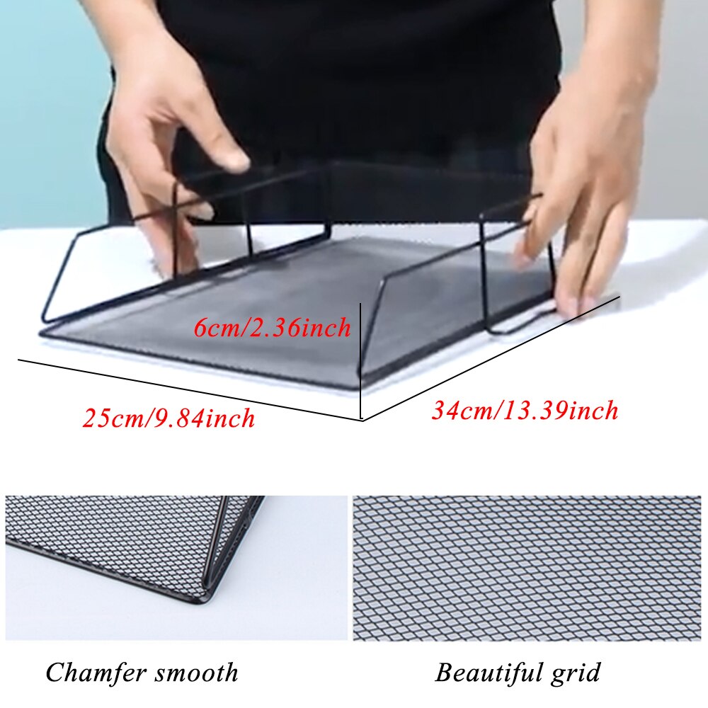Stackable Iron Mesh A4 Paper Organizer Document File Storage Basket Holder Desktop Office Books Newspapers Magazine Storage Tray