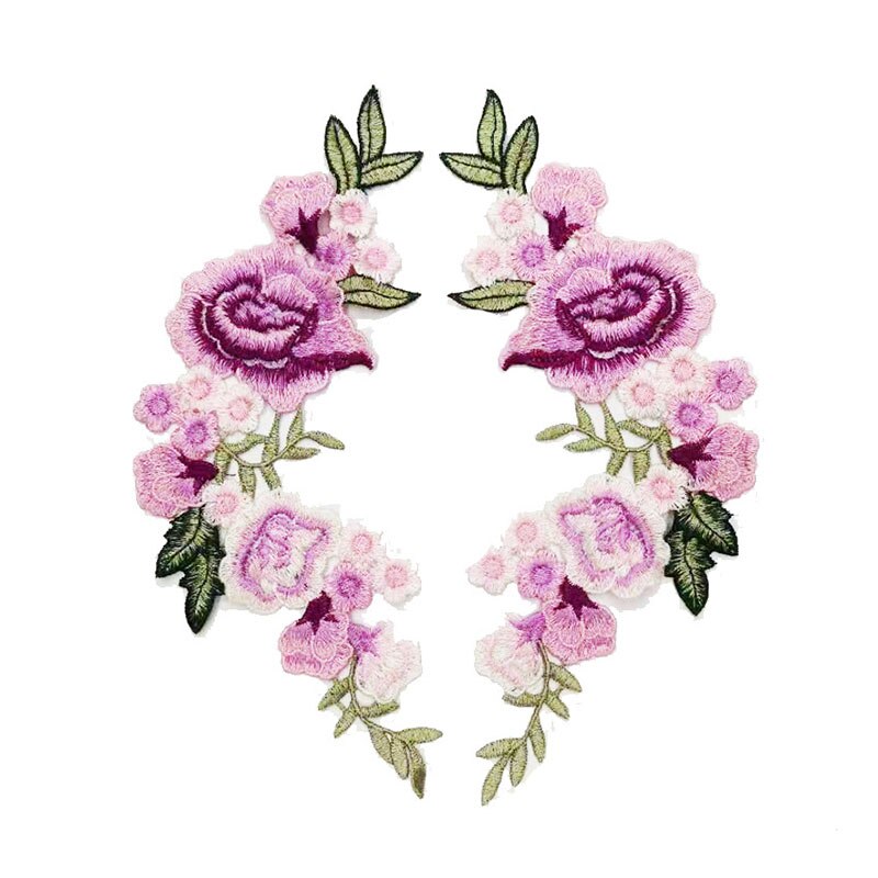 DIY Kleding Patch 1 PC/2 PCS Voor Jeans Badges Zak Naaien Borduren Ambachten Sticker Rose Bloem kleding Accessoires Applique: Fuchsia
