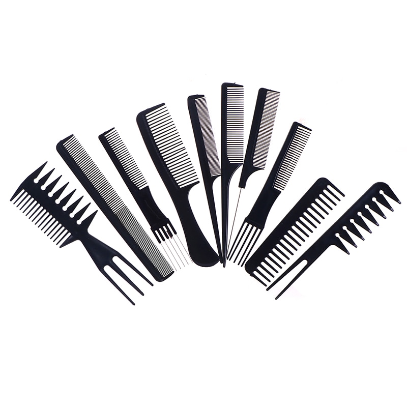 10Pcs/Set Hair Brush Comb Salon Barber Anti-static Hair Combs Modeling Tools ~