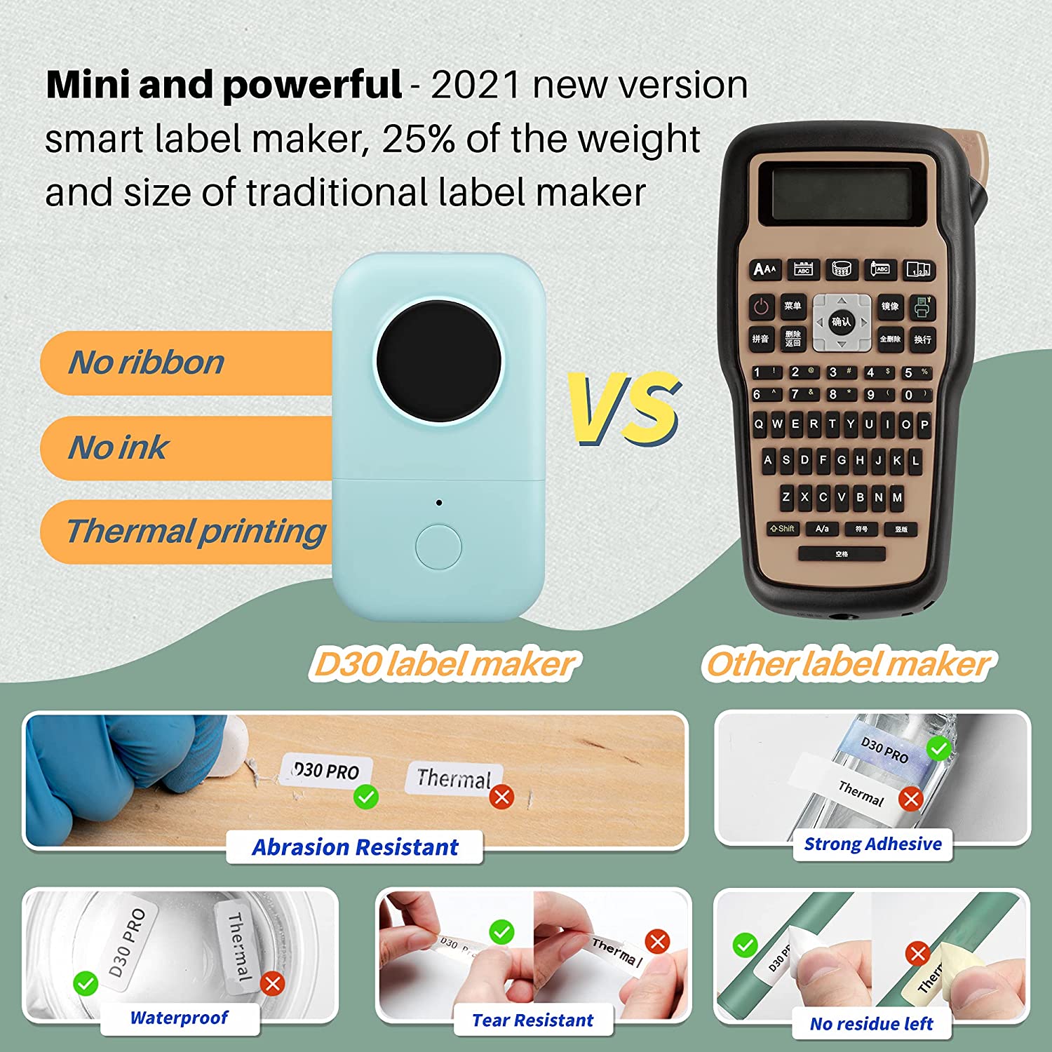 Version Phomemo D30 Smart Mini Label Maker Wireless Thermal Label Machine Compatible with IOS and Android System