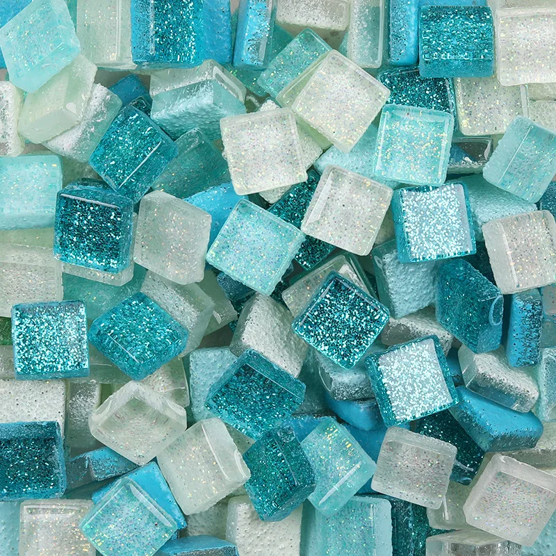 50Stck Diy mischen Farbe funkeln Glas Mosaik Steine Mosaik Fliesen Glas Kiesel Handwerk Material Puzzle Für Diy Mosaik, Der 10*10mm: 3