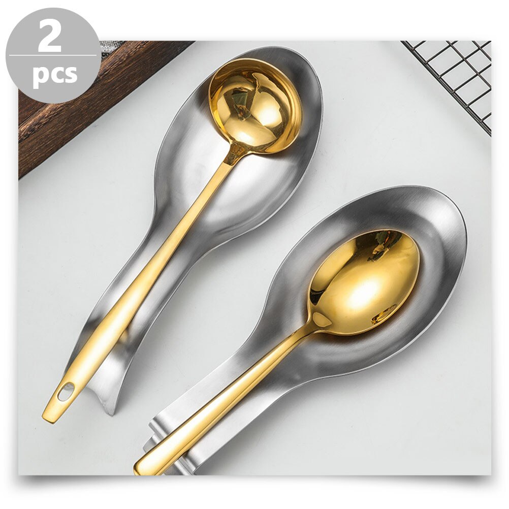Repose-cuillère en acier inoxydable, 2 pièces, porte-cuillères, louche, fournitures pour la maison