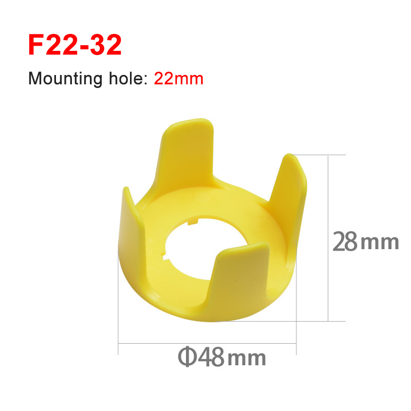 22mm yellow emergency stop button protection cover button switch emergency mushroom head protection seat protection cover ring: F22-32
