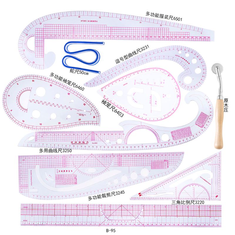 Ruler French Curve Cutting Rulers Yardstick Sewing Tools Measure Dressmaking Comma Line Straight Ruler Sewing Clothing Rulers: 5A29515