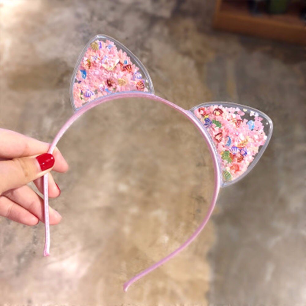 Girls Cute Colorful Sequin Crown Cat Ears Headbands Children Sweet Cat Ears Hair Band Birthday Party Kids Hair Accessories: 2