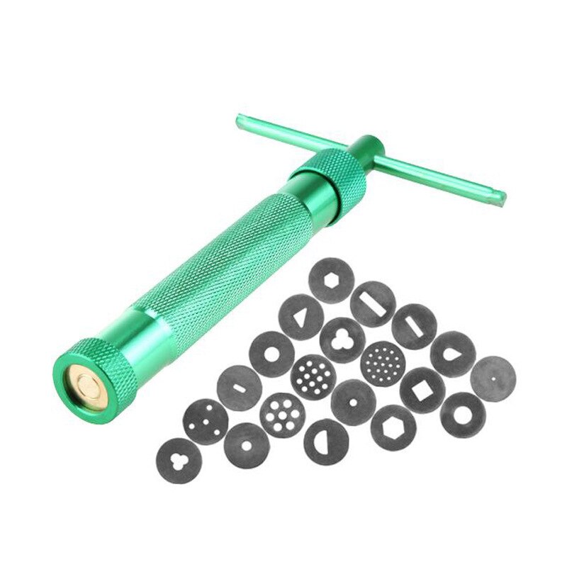 Zucker Paste Extruder Set mit 20 Tipps Edelstahl Schlamm Squeezer Kuchen Backen Gadget Skulptur Polymer Ton Werkzeug