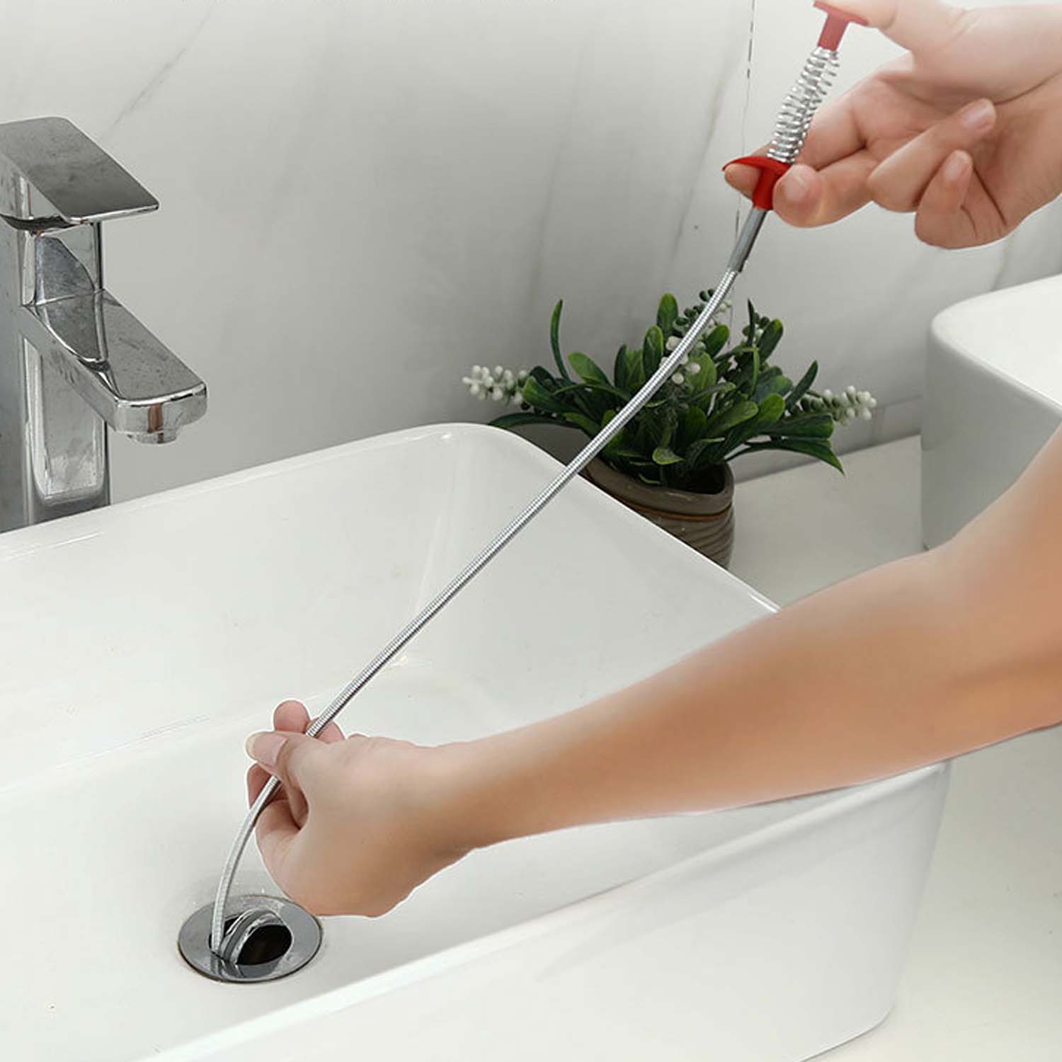 Fleksibel fjederafløb slange udmudringsværktøj hår tilstopning blokeringer fjerner fangst til badeværelser køkkenvaske kar 60cm\\\/23.62 tommer