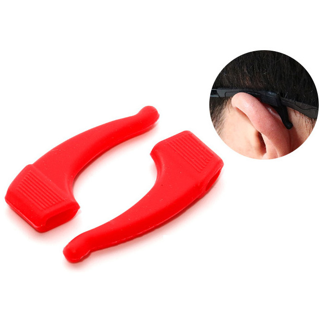 Crochet d'oreille antidérapant à la pour lunettes, accessoires pour lunettes, poignée en Silicone, pointe de la tempe, poignée pour lunettes: Rouge