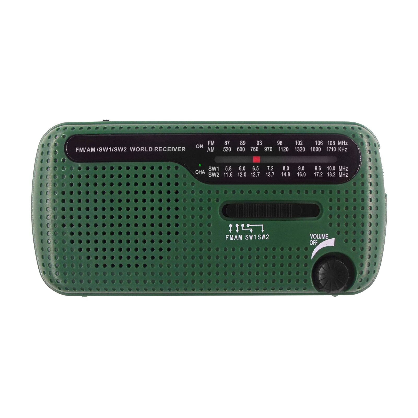 Emergency Radio Hand Crank Solar Radio 1200Mah Oplaadbare Draagbare Power Bank Led Zaklamp Am/Fm/SW1/SW2 Wereldontvanger