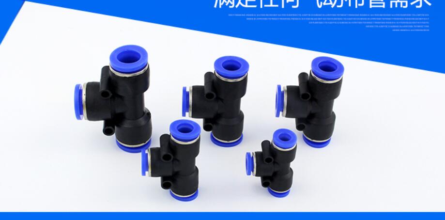 PE6 100Pcs PE6 Pneumatic 6mm to 6mm One Touch End T Connector
