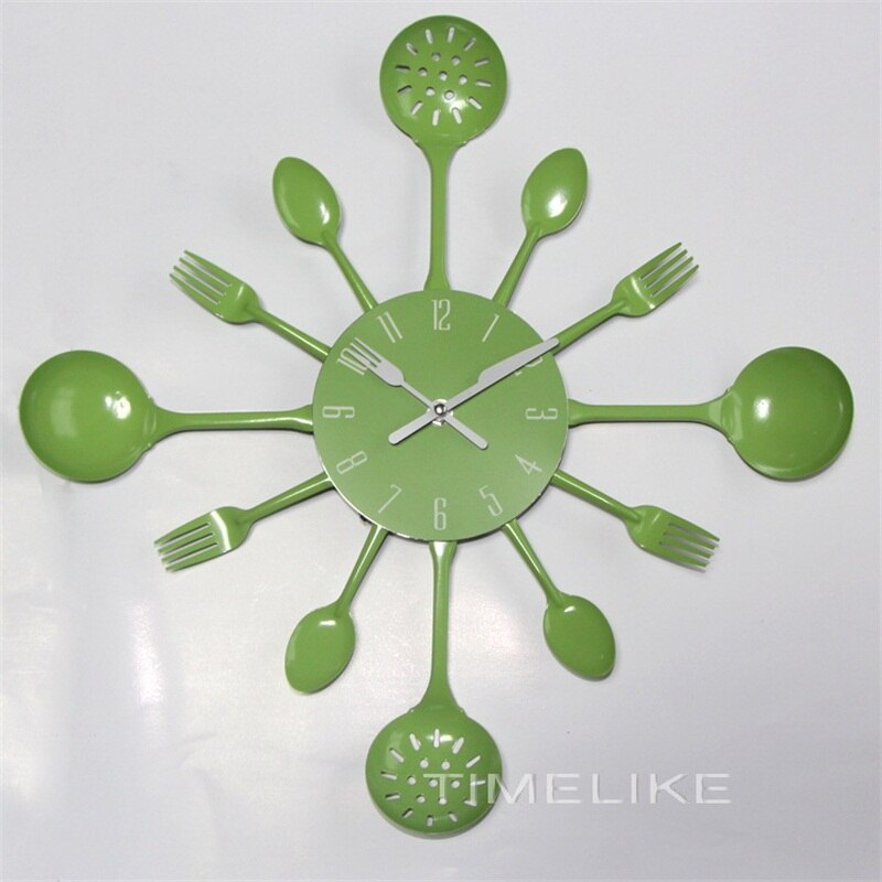 Horloge murale de cuisine en métal | De grande taille, en métal de cuillère à fourchette, horloge murale de cuisine, spécial