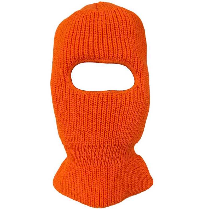 KNITTED HOOD BALACLAVA 1 HOLE SKI MASK: Orange