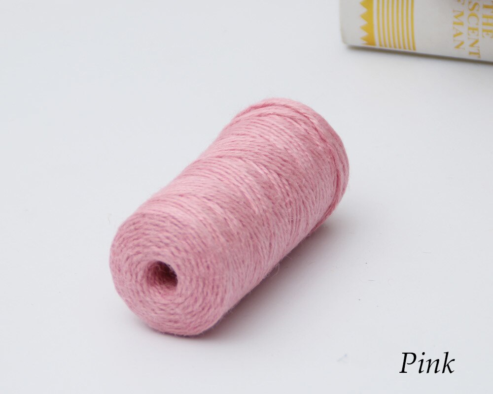100M Natural Burlap Hessian Jute Twine Cord Hemp Rope Party Wedding Wrapping Cords Thread DIY Scrapbooking Craft Decor: pink