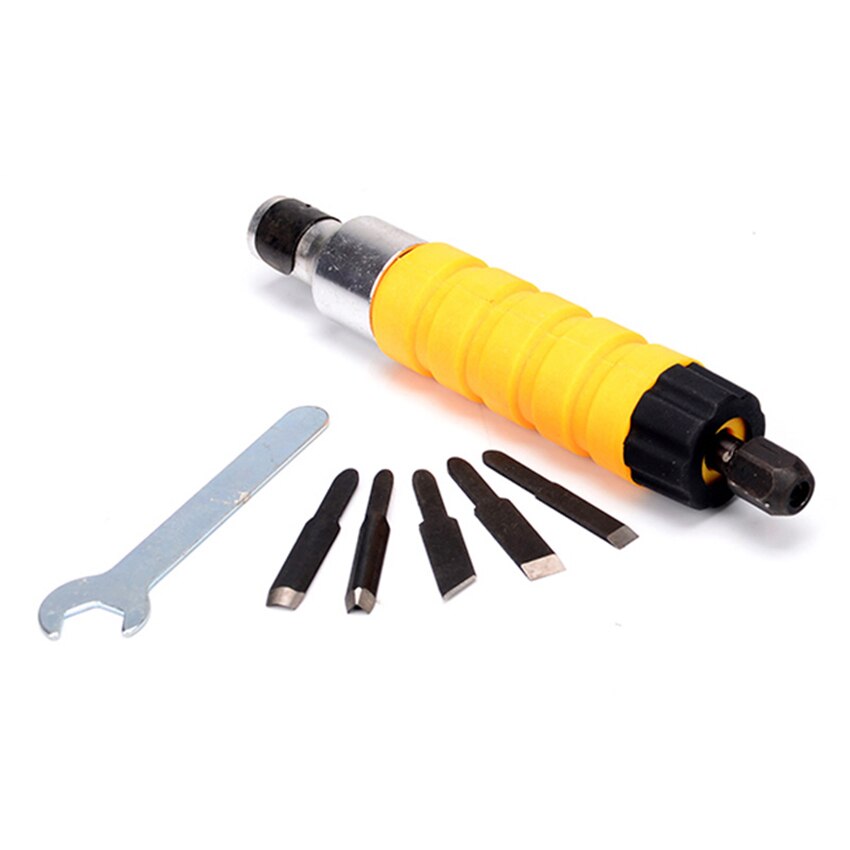 1 Set di scalpello elettrico 5 lame per intaglio del legno + 1 piccola chiave strumento per intaglio del legno per lucidatrice da tavolo mulino sospeso