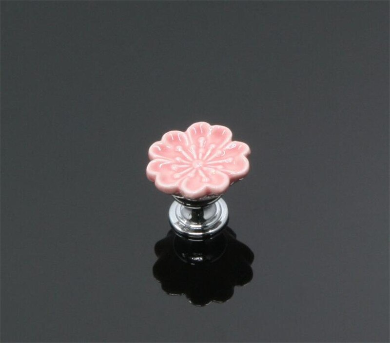 10 stks 32mm Kleurrijke Keramische Bloem Kast Knoppen Deur Handgrepen Kast Lade Kast Meubels Handvat Knoppen: B