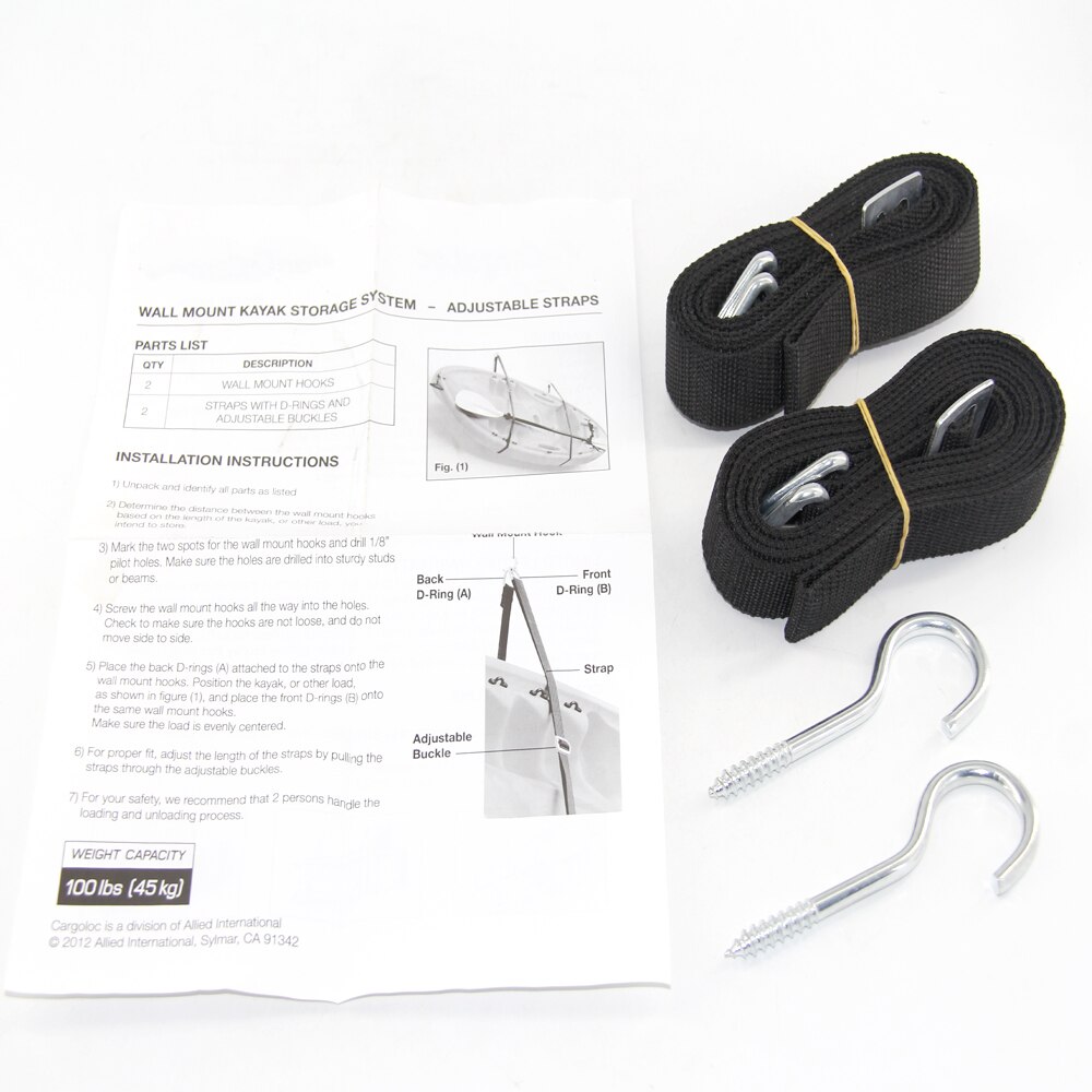 2PC House Using Kayak or Paddleboard Heavy Duty Padded Wall Mount Storage Sling System Adjustable Storage Straps Garage Hangers