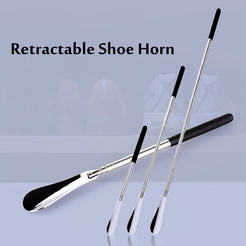 Retractable Shoe Horn Home Adjustable 3-sections Stainless Steel Material 31-65CM Non-slip Handle Metal Shoe Lifter