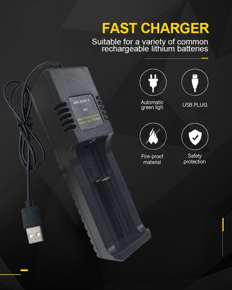 Voxlink 18650 batterilader usb 2.0 smart frakt 26650 21700 14500 26500 22650 26700 li- ion oppladbar batterilader
