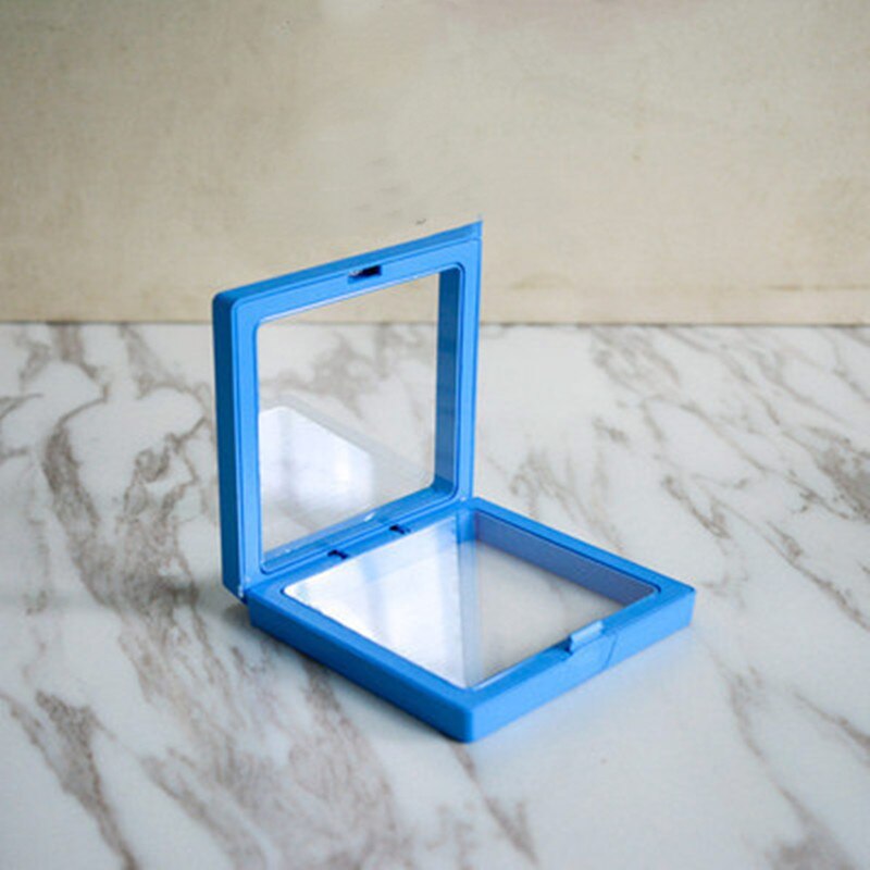 Picture Frame Jewelry Bracelet Packaging Box Colorful 3D Floating Shadow Display Film Suspensiony Storage Transparent Box: blue