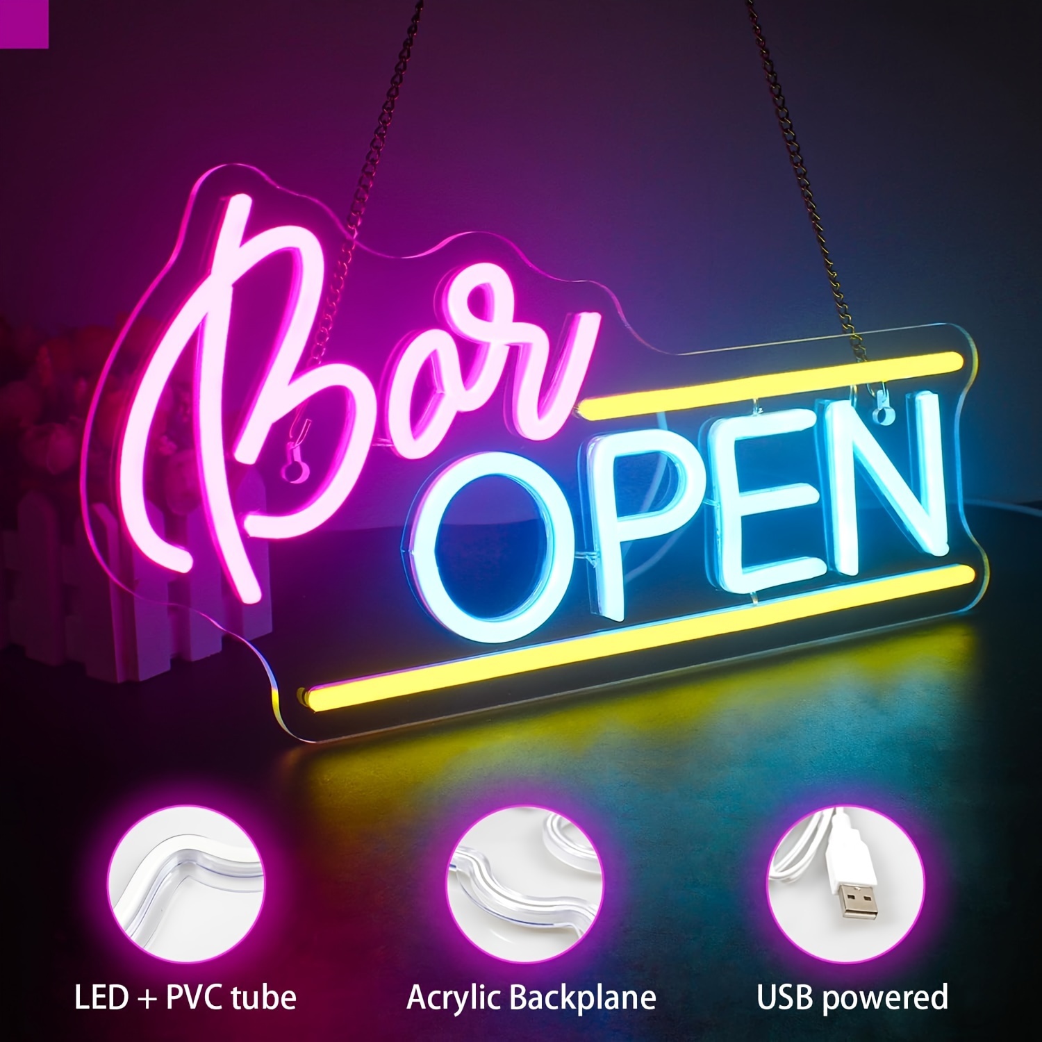 Open Neon LED Sign,Open Neon Sign, For Wall Decoration, Bar Shop Cafe Shop Party Club Restaurant Shop Open Sign Bar Light