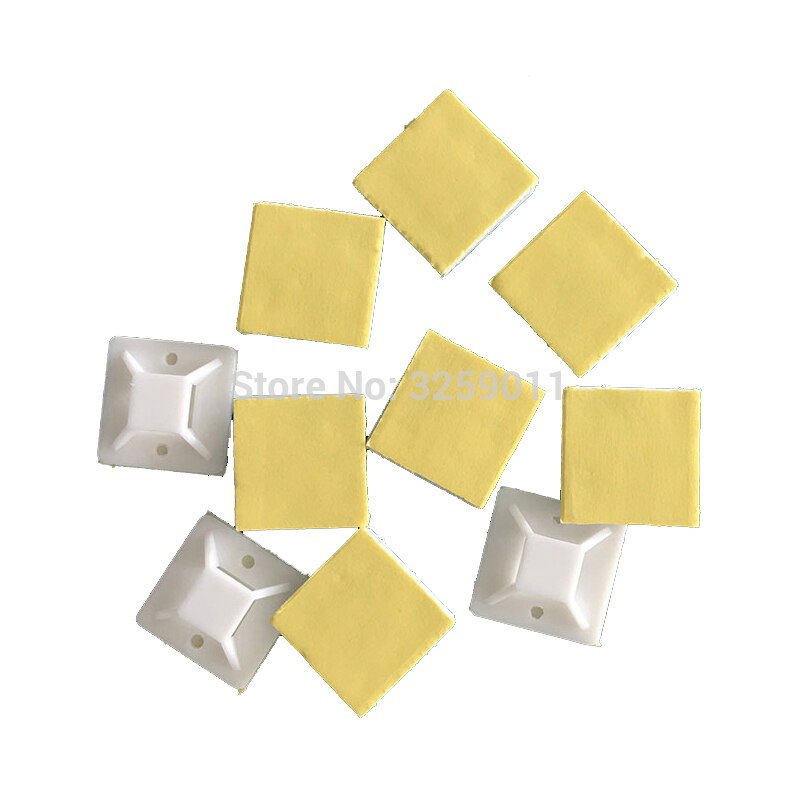 20 stk selvklebende kabelfester 40 mm *40 mm bil nylon metalltråd glipper klipp baseholder fikser organizer selvklebende klemme hvit