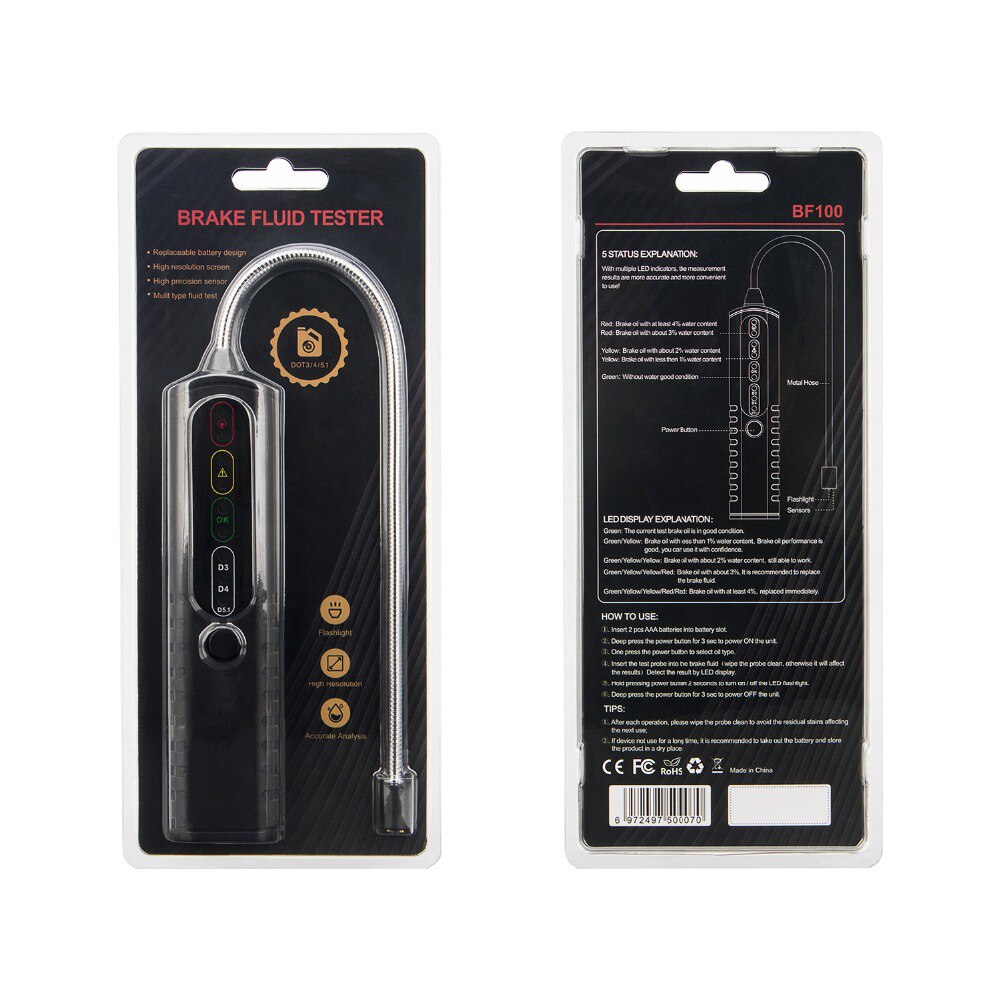 BF200 BF100 Accurate Oil Check Test Universal Car Brake Fluid Tester Automotive Liquid Testing Tool LCD/LED Display