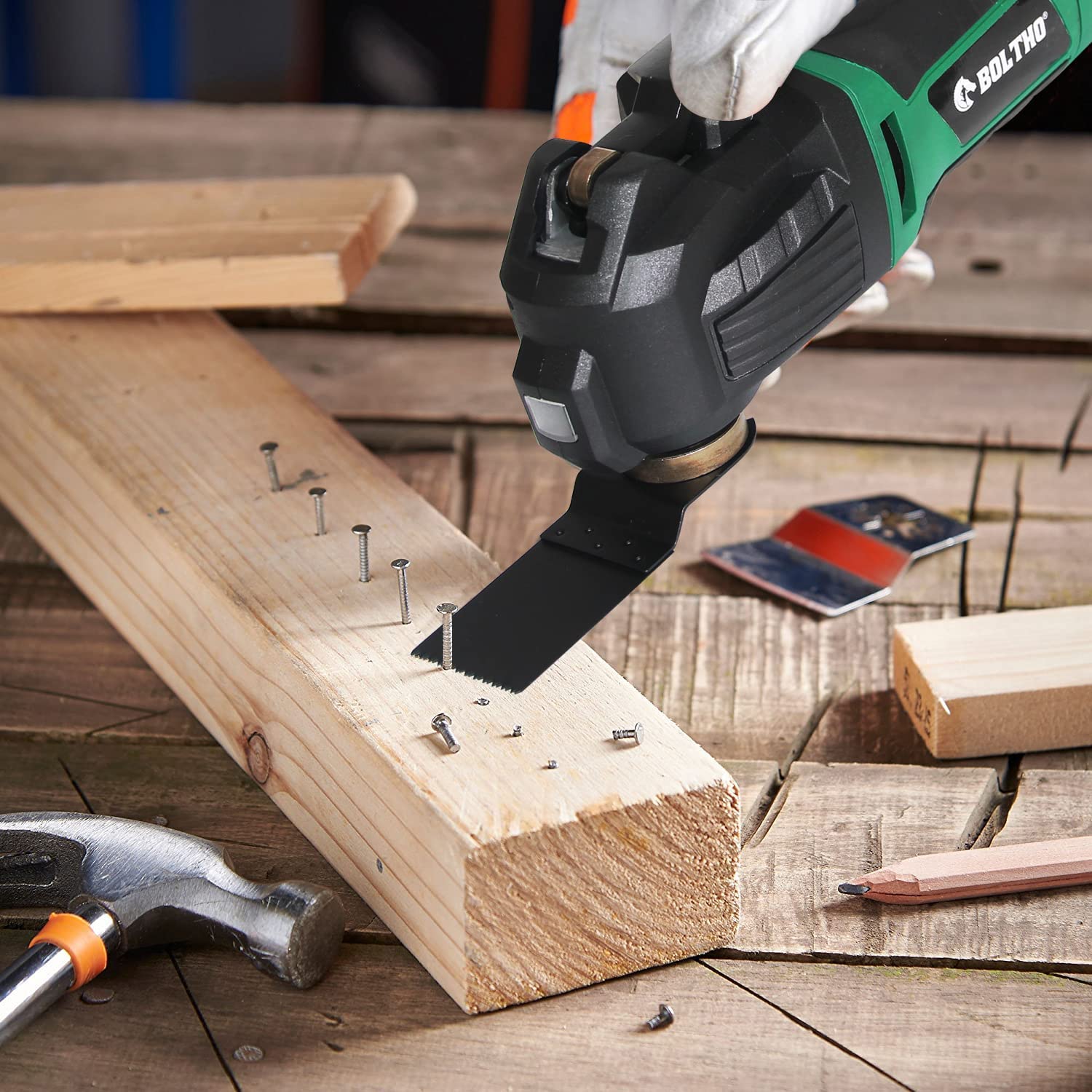 BOLTHO Oscillating Multi Tool, 300W Detail Sander Precision Cutter Saw Grinder Scraper | Variable Speed - Accessory Sanding Pads