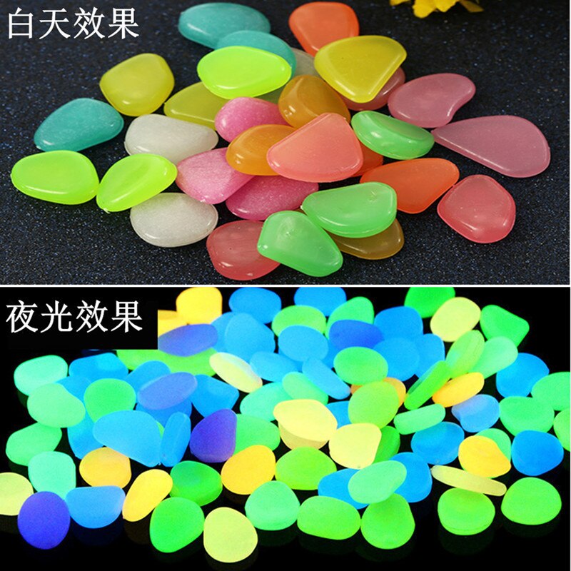 50 Stuks Lichtgevende Stenen Pebbles Rocks Glow Stenen Glow In The Dark Tuin, voor Aquarium Fish Tank Loopbruggen Tuinpad Patio Gazon