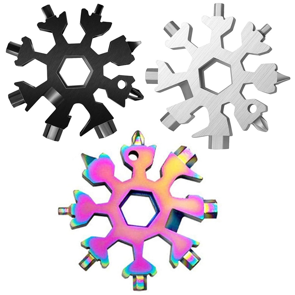 18 in 1 Snowflake Spanner with Keying Hex Multifunction Outdoor Hike Wrench Key Ring Pocket Home Bottle Openers Hand Tools